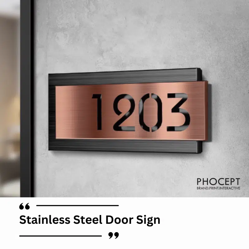 Stainless Steel Rose Gold Door Signage